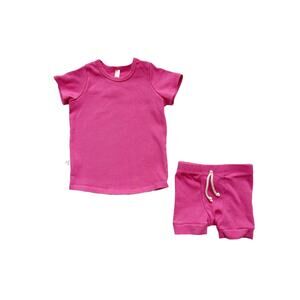 NWOT Childhoods Punch Ribbed Knit Tee + Shorts Set Size 18-24m